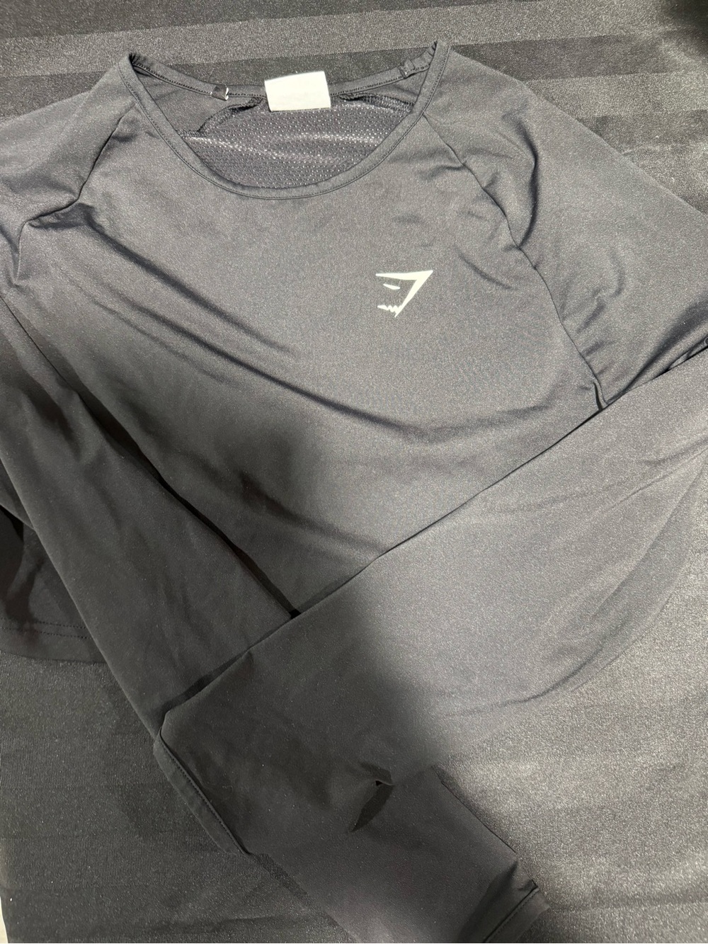 Gymshark Black Long-Sleeve Performance Top with White Logo